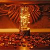 Lumabase Amber Glass Lantern with Mini String Lights - Image 4