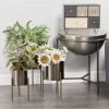 Contemporary Style Large Round Metal Planters in Stands, Set of 3 - Image 6