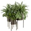 Contemporary Style Large Round Metal Planters in Stands, Set of 3 - Image 4