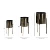 Contemporary Style Large Round Metal Planters in Stands, Set of 3 - Image 3