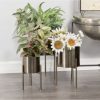 Contemporary Style Large Round Metal Planters in Stands, Set of 3 - Image 5