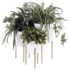 Contemporary Style Large Round Metal Planters in Stands, Set of 3 - Image 9