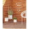 Contemporary Style Large Round Metal Planters in Stands, Set of 3 - Image 12