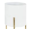Contemporary Style Large Round Metal Planters in Stands, Set of 3 - Image 13