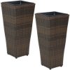 Set of 2 Square Tall Wicker Planters