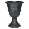 DCN Plastic Tall Azura Urn Planter Black 20 inch height