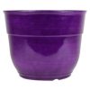 Garden Elements Glazed Brushed Happy Large Plastic Planter Dark Purple 15 Inch