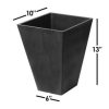 Algreen 17326 Valencia Square Flower Pot Planter 10 Inch Black - Image 2