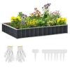 Metal Raised Garden Bed No Bottom Large Steel Planter Box w/ Gloves