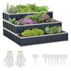3 Tier Raised Garden Bed, Metal Planer Box w/ Gloves, Easy Assembly