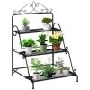 3 Tier Metal Plant Stand Ladder Flower Pot Rack Shelf Indoor & Outdoor