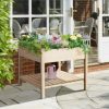 Raised Garden Bed with Storage Shelf, Elevated Wooden Planter Stand - Image 2