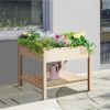 Raised Garden Bed with Storage Shelf, Elevated Wooden Planter Stand - Image 3