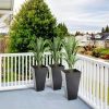 28" Tall Garden Plastic Flower Pot, Set of 3, Black - Image 2