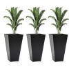 28" Tall Garden Plastic Flower Pot, Set of 3, Black