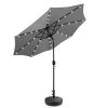 9 ft. Patio Solar Power LED lights Market Umbrella with Black Round Base