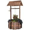 Outdoor Wooden Wishing Well Bucket Flower Plants Planter Patio Garden Home Decor
