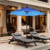 9' Solar LED Lighted Patio Market Umbrella Tilt Adjustment Crank Lift - Image 2