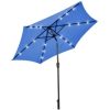 9' Solar LED Lighted Patio Market Umbrella Tilt Adjustment Crank Lift