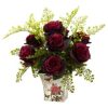 Nearly Natural Rose and Maiden Hair w/Floral Planter