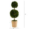Nearly Natural 2.5ft. Preserved Boxwood Double Ball Topiary Tree in Decorative Planter - Image 2