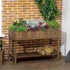Outsunny Wooden Raised Garden Bed with 8 Slots, Elevated Planter Box Stand with Open Shelf for Limited Garden Space to Grow Herbs, Vegetables, and Flowers, Dark Brown - Image 3
