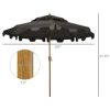 Outsunny 9' Patio Umbrella with Push Button Tilt and Crank, Double Top Ruffled Outdoor Market Table Umbrella with 8 Ribs, for Garden, Deck, Pool, Gray - Image 3