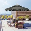 Outsunny 9' Patio Umbrella with Push Button Tilt and Crank, Double Top Ruffled Outdoor Market Table Umbrella with 8 Ribs, for Garden, Deck, Pool, Gray - Image 2