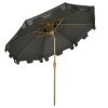 Outsunny 9' Patio Umbrella with Push Button Tilt and Crank, Double Top Ruffled Outdoor Market Table Umbrella with 8 Ribs, for Garden, Deck, Pool, Gray