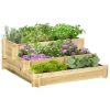 Outsunny 3 Tier Raised Garden Bed for Vegetables, Natural