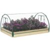 Outsunny Raised Garden Bed with house PVC Cover, 4' x 3' x 2', Natural