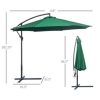 Outsunny 10' Cantilever Hanging Tilt Offset Patio Umbrella with UV & Water Fighting Material and a Sturdy Stand, Green - Image 2
