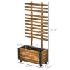 Outsunny Raised Garden Bed, Wooden Planter with Trellis and Metal Corners, Portable on Wheels, to Grow Vegetables, Herbs, and Flowers for Patio, Backyard, Deck - Image 2