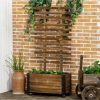 Outsunny Raised Garden Bed, Wooden Planter with Trellis and Metal Corners, Portable on Wheels, to Grow Vegetables, Herbs, and Flowers for Patio, Backyard, Deck - Image 3