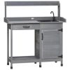 Outsunny Potting Bench Prep Table w/Faucet, Sink and Storage,