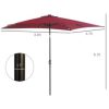 Outsunny 9' x 7' Patio Umbrella Outdoor Table Market Umbrella with Crank, Solar LED Lights, 45?? Tilt, Push - Image 2