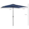 Outsunny 9' x 7' Patio Umbrella Outdoor Table Market Umbrella with Crank, Solar LED Lights, 45?? Tilt, Push - Image 3