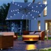 Outsunny 9' x 7' Patio Umbrella Outdoor Table Market Umbrella with Crank, Solar LED Lights, 45?? Tilt, Push - Image 2