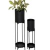 Black Metal Indoor Outdoor Planter with Removable Stand Set of 2
