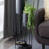 Black Metal Indoor Outdoor Planter with Removable Stand Set of 2 - Image 7