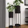 Black Metal Indoor Outdoor Planter with Removable Stand Set of 2 - Image 9