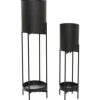 Black Metal Indoor Outdoor Planter with Removable Stand Set of 2 - Image 2