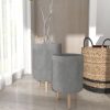 Gray Ceramic Indoor Outdoor Planter with Wood Legs Set of 2 - Image 7