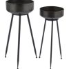 Black Metal Indoor Outdoor Planter Set of 2