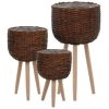 Planter 3 pcs Wicker with PE Lining - Image 2