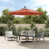 Cantilever Garden Parasol with LED Lights and Steel Pole Terracotta