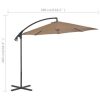 Cantilever Garden Parasol with Steel Pole 118.1" Taupe - Image 3