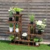 6 Tier Wooden Shelf Storage Plant Rack Stand - Image 2
