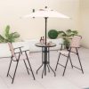 4PCS Patio Bistro Set Folding Counter Height Chairs Round Bar Table& Umbrella - Image 10