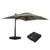 MONDAWE 13ft Square Solar LED Cantilever Patio Umbrella with Tilt for Outdoor Shade